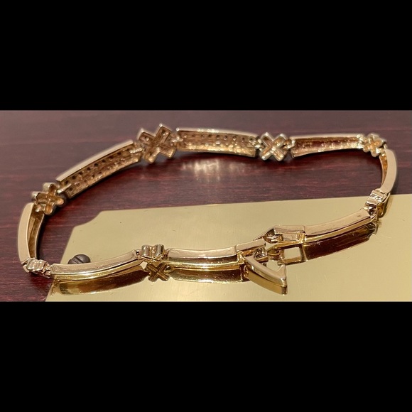 Gold Plated & Simulated Diamond Bracelet - Picture 6 of 11